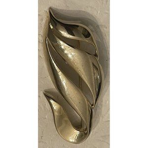 M J Ent Brooch Vintage Modernist Curved Cursive 3… - image 1